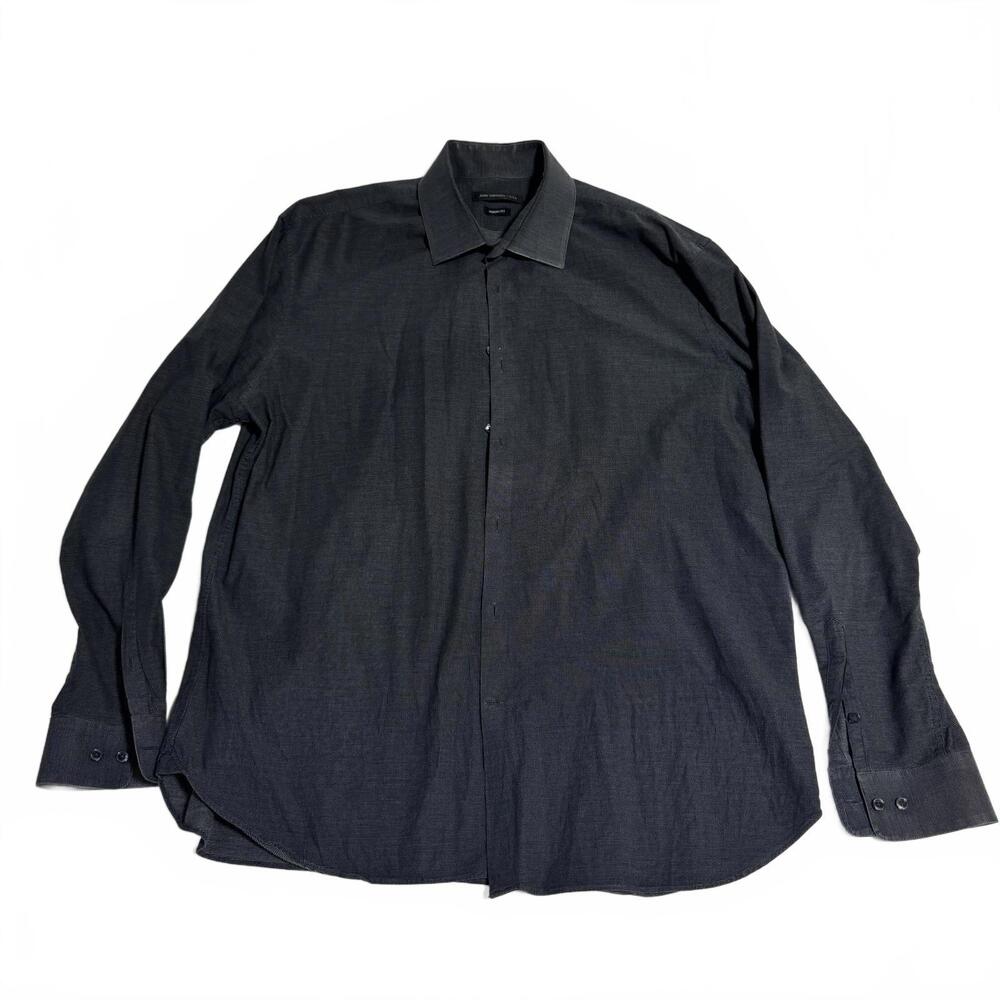 John Varvatos Men's Modern Fit Dress Shirt - Black, Size 17.5 Large B19